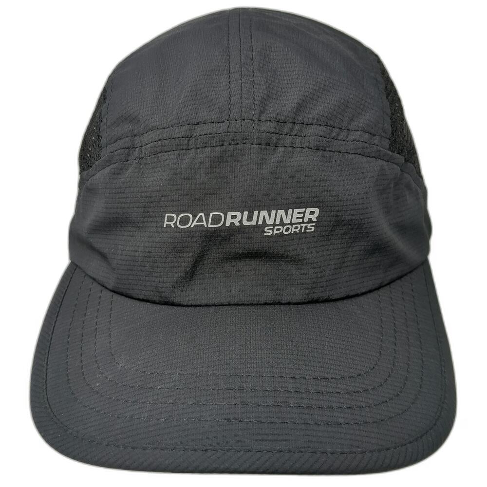 Roadrunner Sports 5 Panel Black One Size Hat Mesh Performance Bungee Toggle